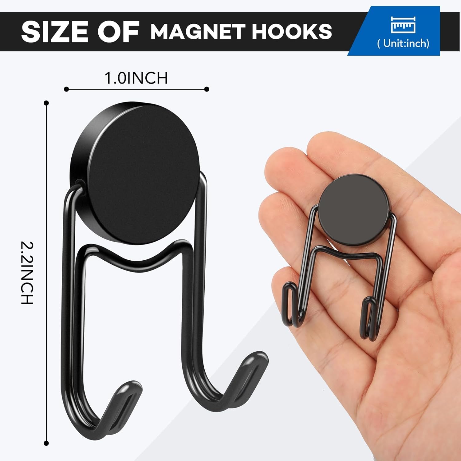 LOVIMAG Magnet Hooks for Cruise Cabins, Swivel Magnets with Hooks, Cruise Ship Essentials, 80lbs Heavy Duty Magnet Hook for Fridge, Hanging, Whiteboard, and Strong Magnets, Black, 25mm -5 Pcs