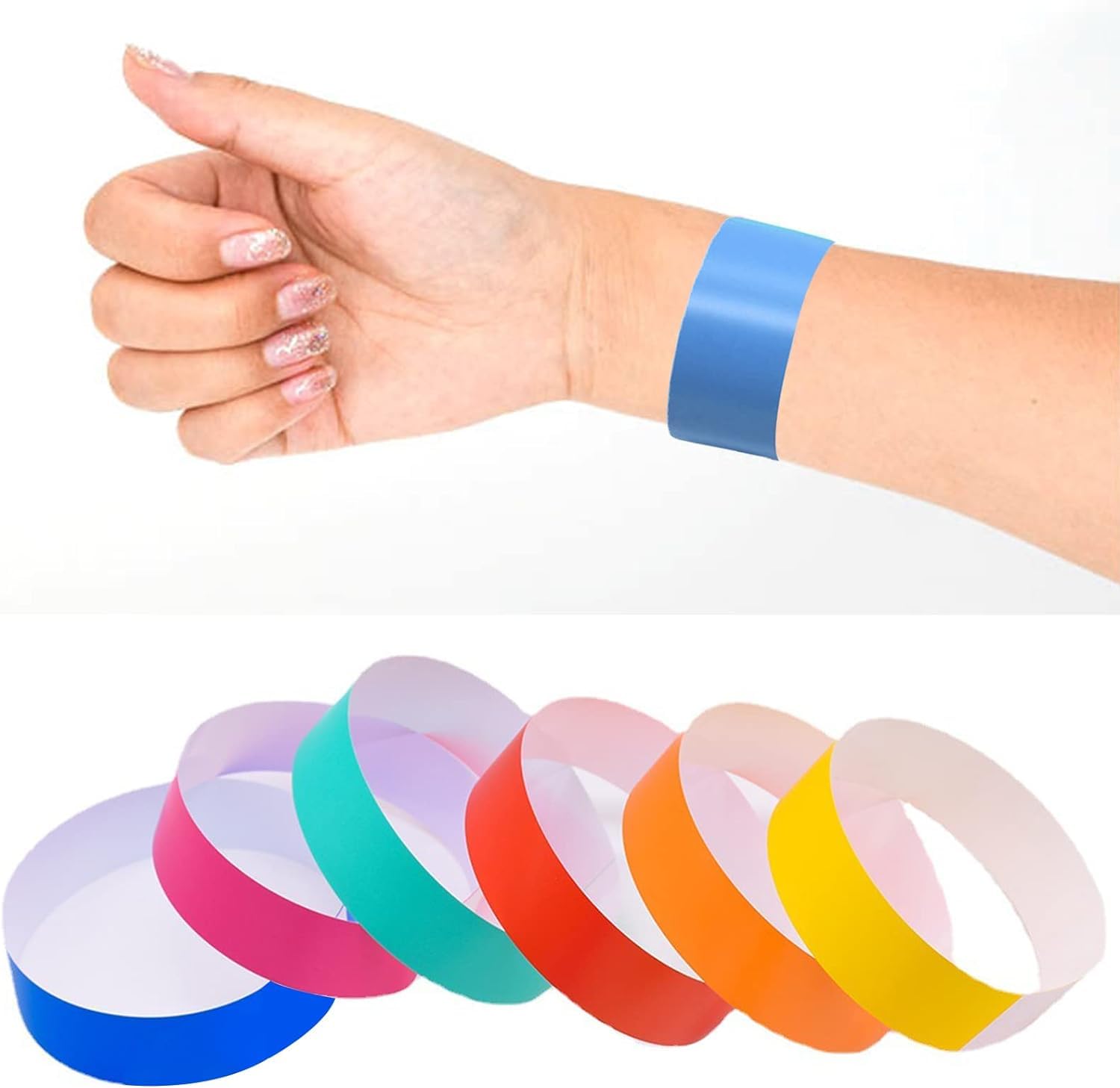 BetterJonny 1000PCS Waterproof Paper Wristbands for Events, Colorful Bracelets for Party Identification, Music Festival Concert