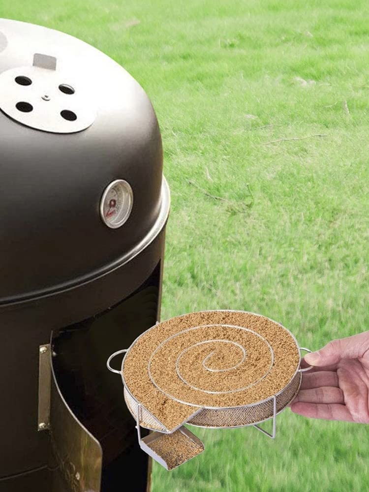 Cold Smoke Generator for BBQ Grill or Smoker Wood Dust Hot and Cold Smoking Salmon Meat Burn, Stainless Steel Pellet Smoke Generator with Brush and Hooks, Round Cold Smoker Generator for Kettle