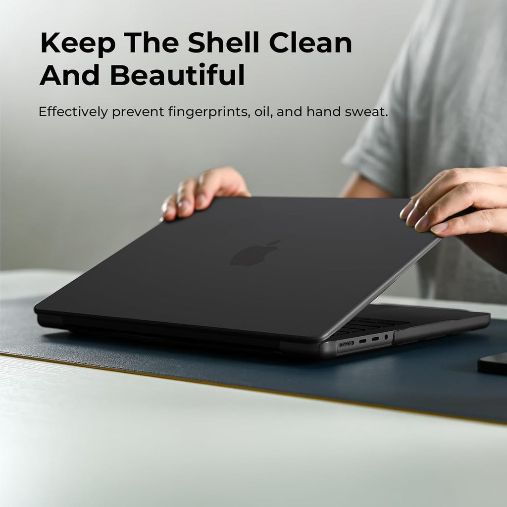EooCoo Matte Case Compatible for MacBook Pro 16 inch, M4 M3 M2 M1 Pro/Max Chip 2025 2024-2021 [Scientific Slim, Fit Snug] Protective Hard Case Laptop Cover, Black