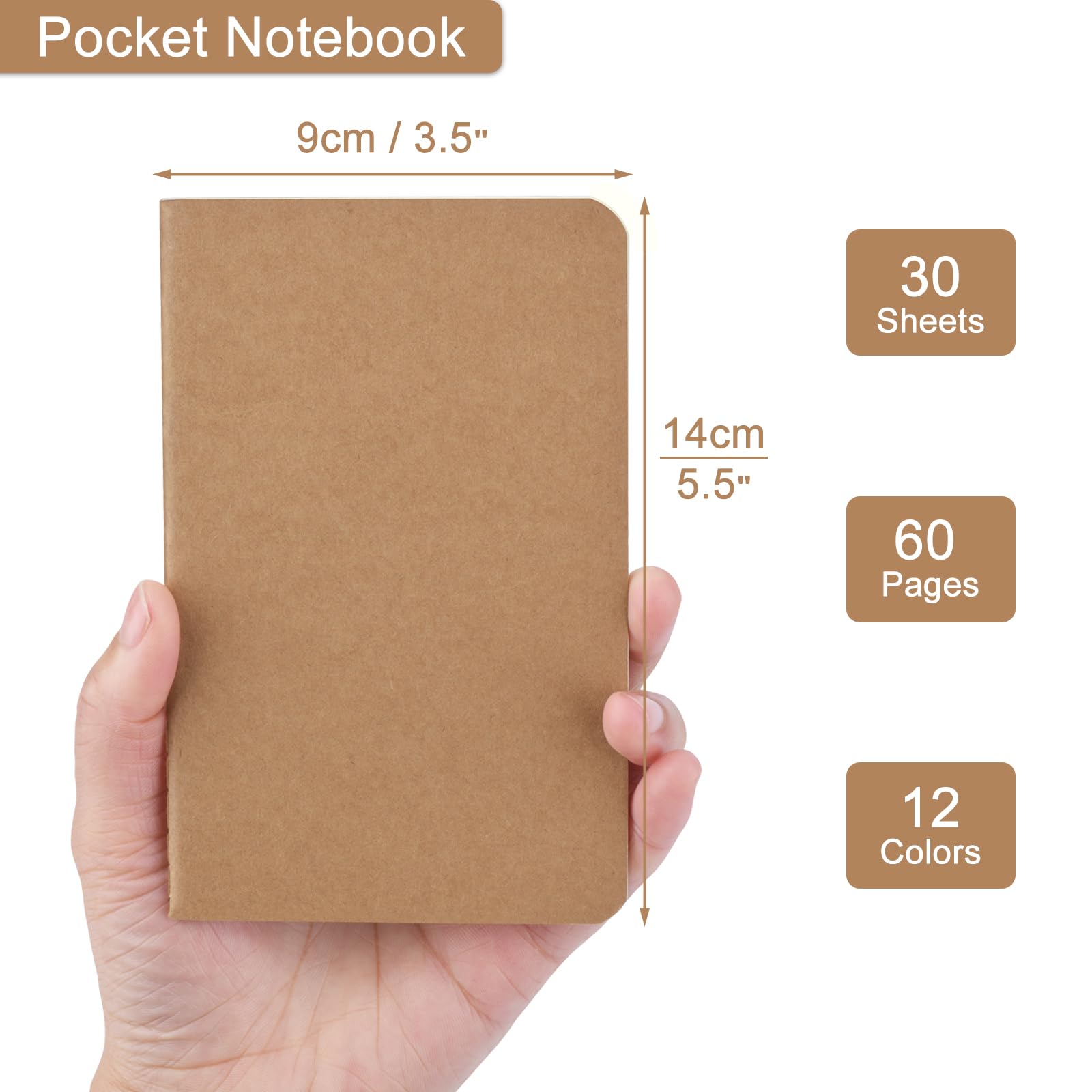 ZCZN 60 Pack Mini Lined Notebook, Jounural Kraft Notebooks, 30 Sheets/60 Pages, 3.5 * 5.5 Inches Notebooks Bulk, Diary, Subject, Memo Notebooks for Work, School, Office (60)