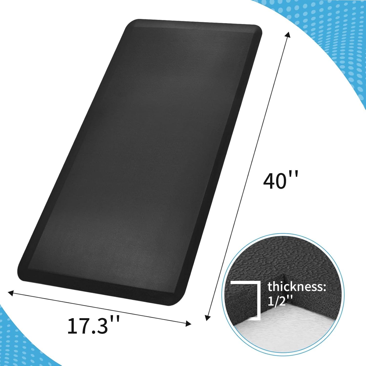 Art3d Industrial Anti-Fatigue Floor Mat (40"x17.3"x1/2", Black)