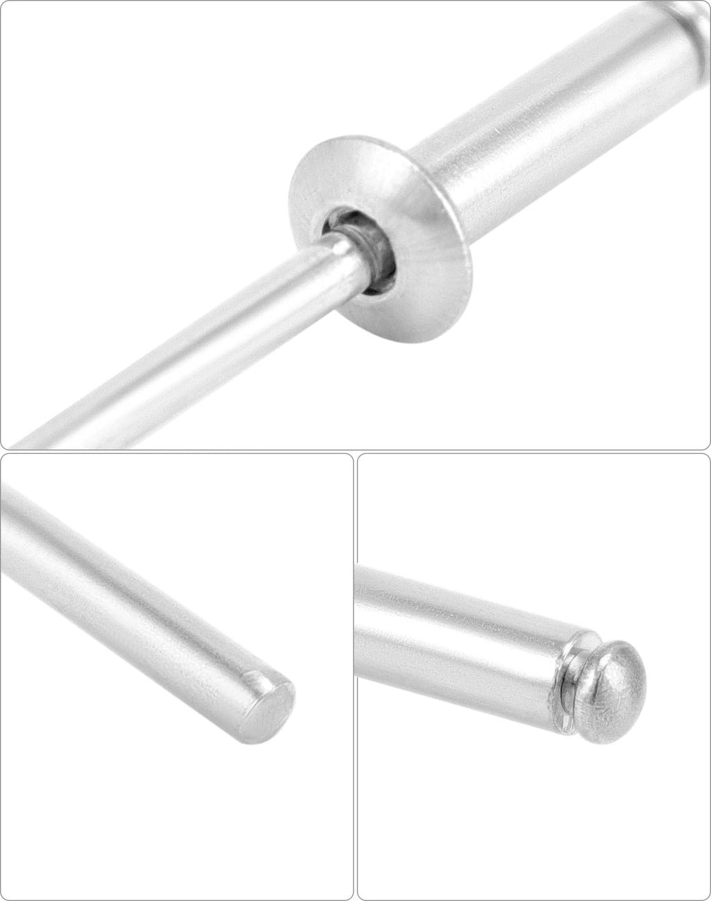 QWORK Aluminum Blind Rivets, 500 Pcs 1/8" x 1/2" ((3.2x12mm) Pop Rivets Assortment, Blind Rivet, Silver