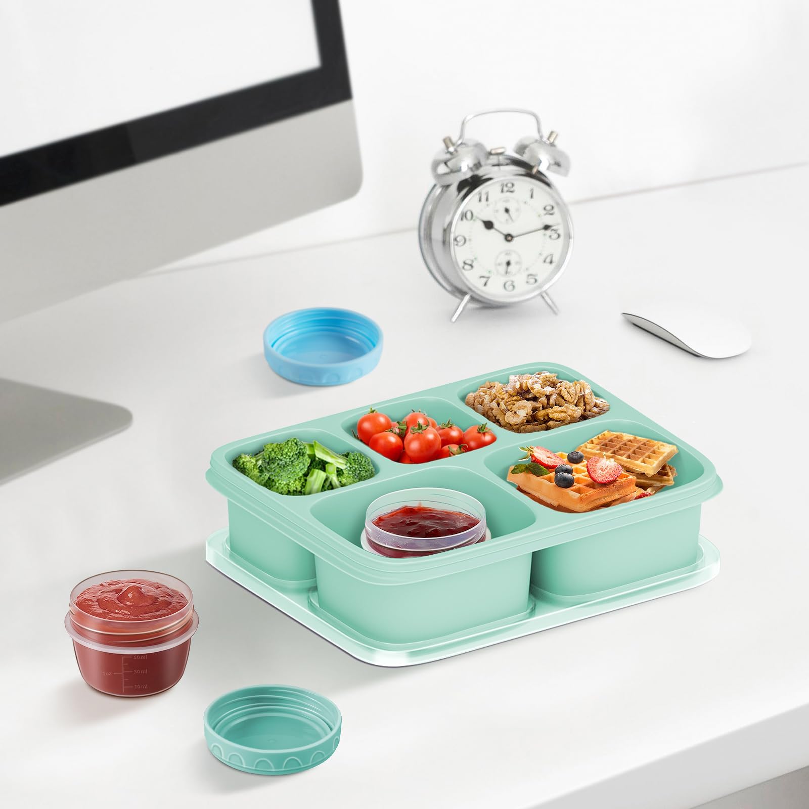 Onilife 12 Pack 2.7 OZ Small Containers with Lids, Salad Dressing Container to Go, Dishwasher Microwave Safe Tiny Condiment Sauce Containers for Lunch Box, Leakproof Freezer Food Containers Jars