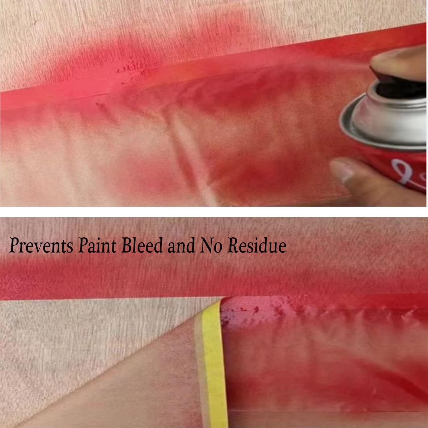 Xianshengle Pre-Taped Masking Paper for Painting - 20 Inch x 50 Feet Brown Kraft Paper Tape and Drape Roll, Paint Adhesive Protective Paper for Covering Skirting, Frames, Cars and Auto Body
