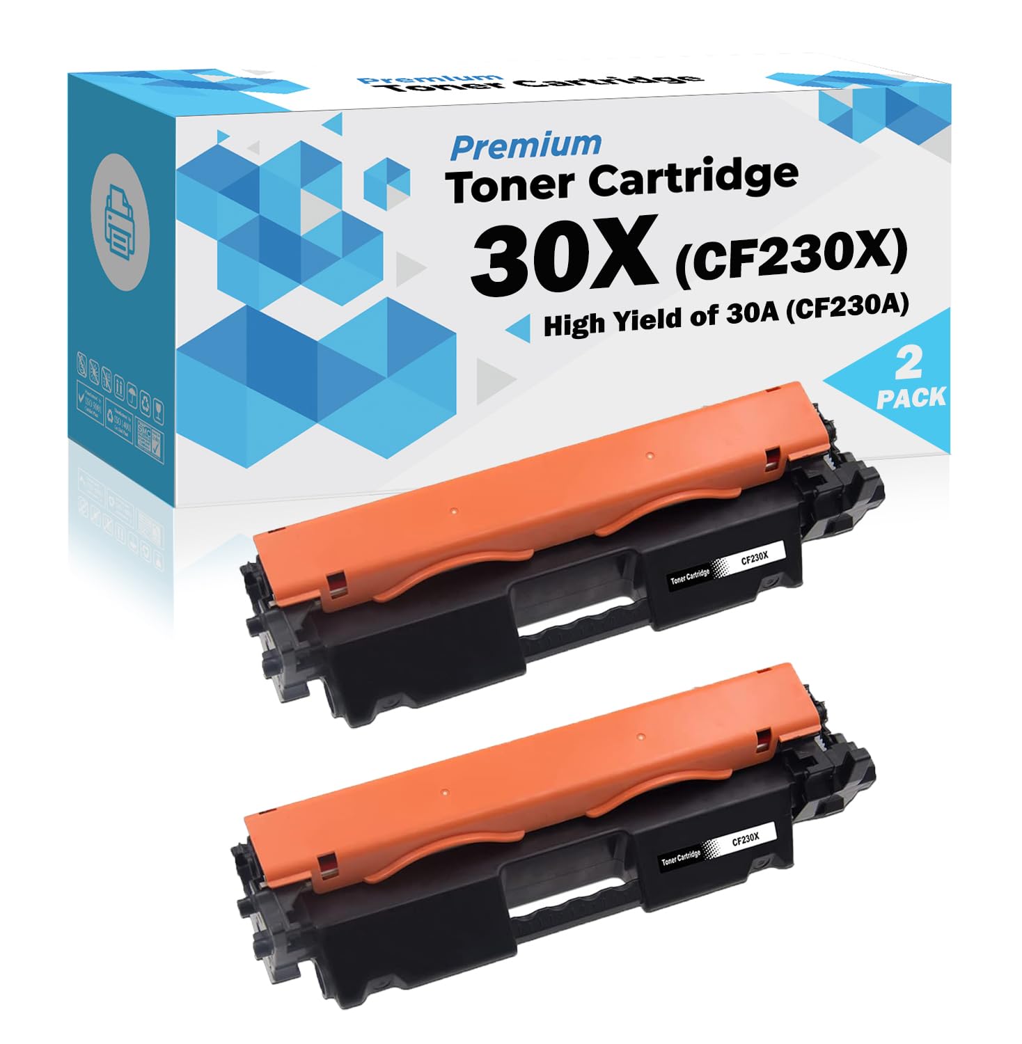 Ultra Toner® Compatible Replacement for HP 30X CF230X Toner Cartridge High Yield of 30A CF230A - Laserjet M203d M203dn M203dw Pro M203dn M203dw M227d MFP M227fdn MFP M227fdw MFP M227sdn (2PK)