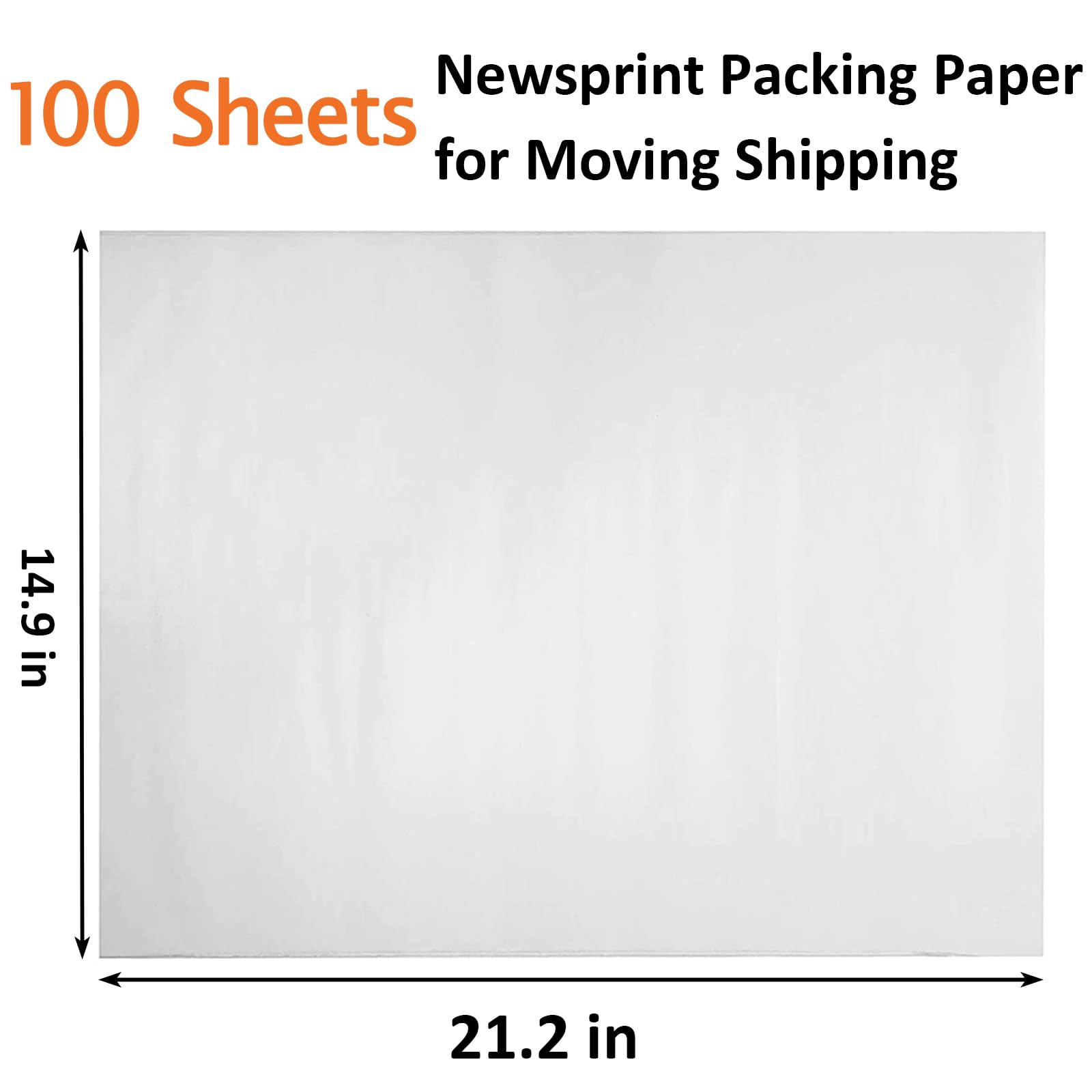 100p Packing Paper Sheets for Moving 2lb Newsprint Wrapping Paper for Shipping Box Filler Moving Packing Supplies for Protecting Fragile Items (21.2x14.9in)