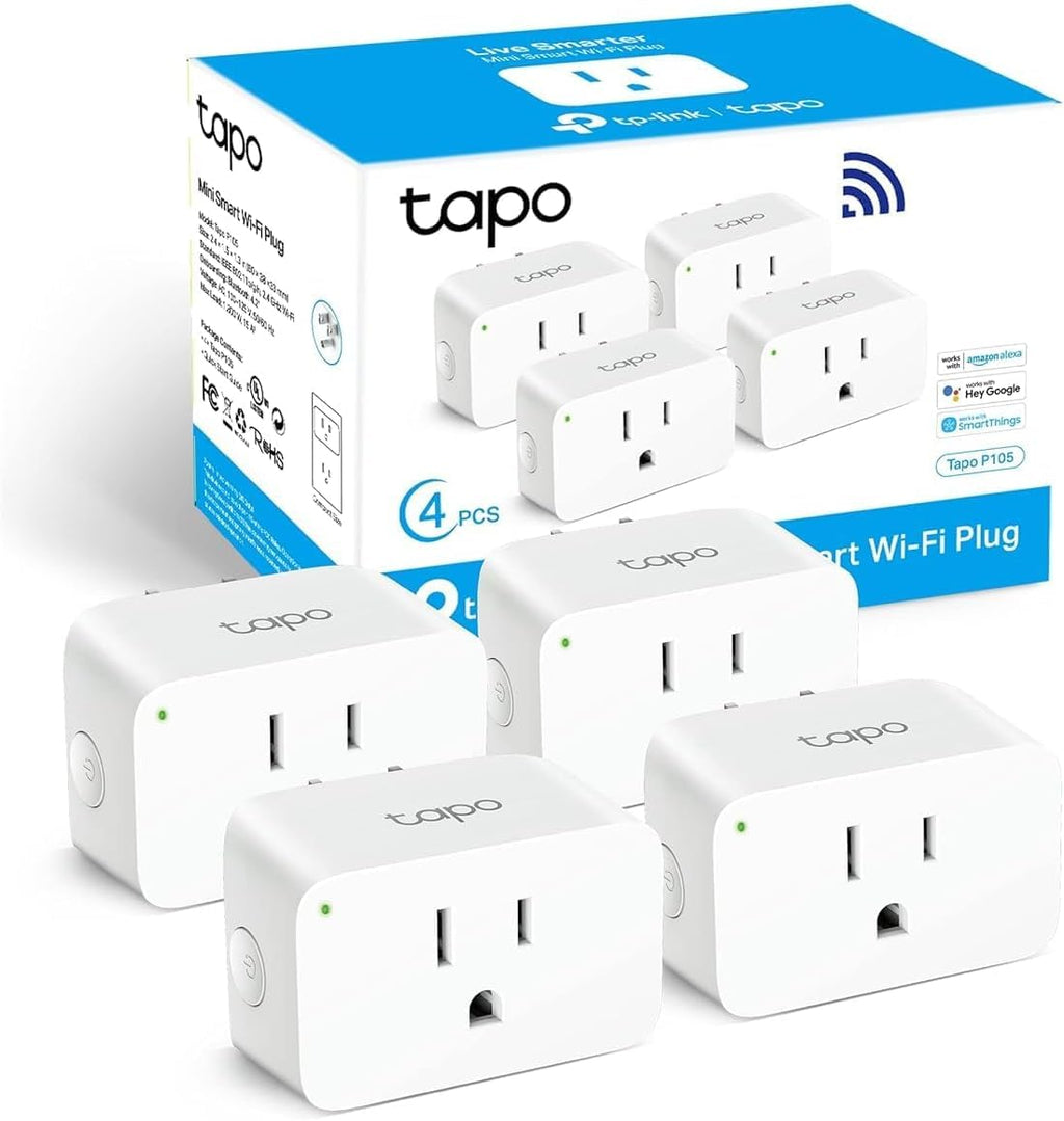 TP-Link Tapo Smart Plug Mini 15A, Smart Home Wi-Fi Plug, Super Easy Setup, Compatible with Alexa & Google Home, No Hub Required, UL Certified, 2.4G WiFi Only, White, Tapo P105(2-Pack)
