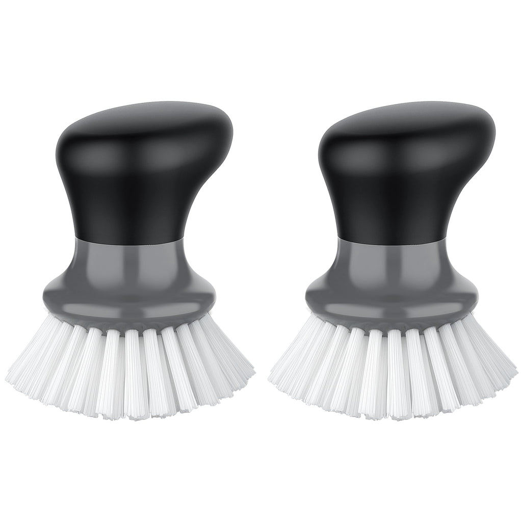 MR.SIGA Dish Scrub Brush, Palm Brush Dish Scrubber with Ergonomic Grip, Kitchen Brushes for Dishes, Gray, Pack of 2