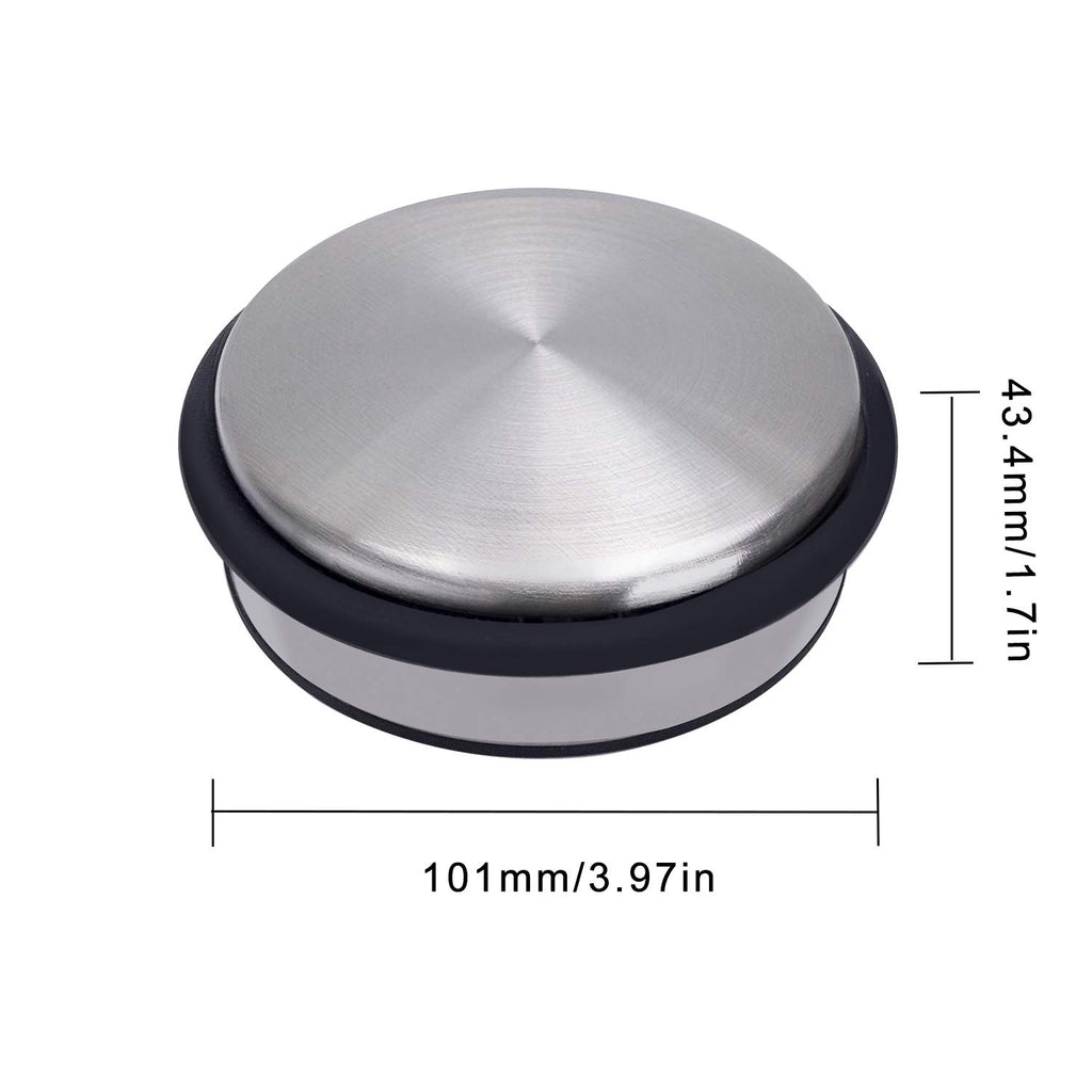 KINJOEK 2 Packs Heavy Duty No Drill Door Stopper, Stainless Steel Door Stop, Surrounded with Protective Rubber Bands Anti-Slip Door Wedge for Office, Home, Garage, Laundry Door