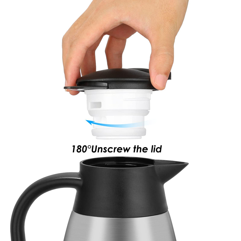 Hossejoy 70 oz / 2 Liter Stainless Steel Thermal Coffee Carafe, Tea, Water, and Coffee Dispenser, Double Walled Vacuum Insulated Carafe, Sliver