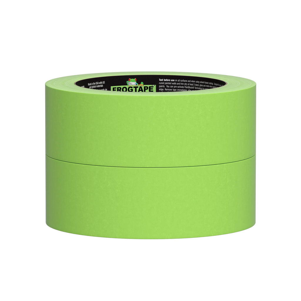 FrogTape Advanced Painters Tape, 1.5 Inch Wide (1.41-Inch x 45-Yard) Multi-Surface Tape with PAINTBLOCK, Conforms Around Curves & Contours, Tear-Free Removability, 2 Rolls, Green