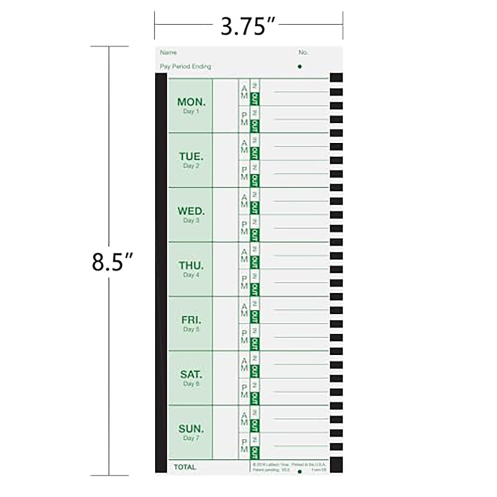 Lathem Time Cards, Thermal, Weekly, 100 per Pack, White (LTHE8100)
