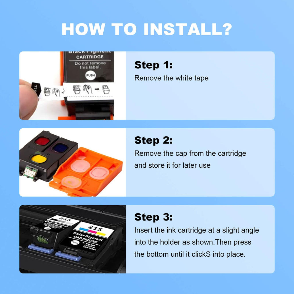 215 Ink Cartridges Remanufactured for T215 Ink Cartridges Compatible with WF-100 WF-110 Printer (3 Black, 2 Tri-Color, 5-Pack)
