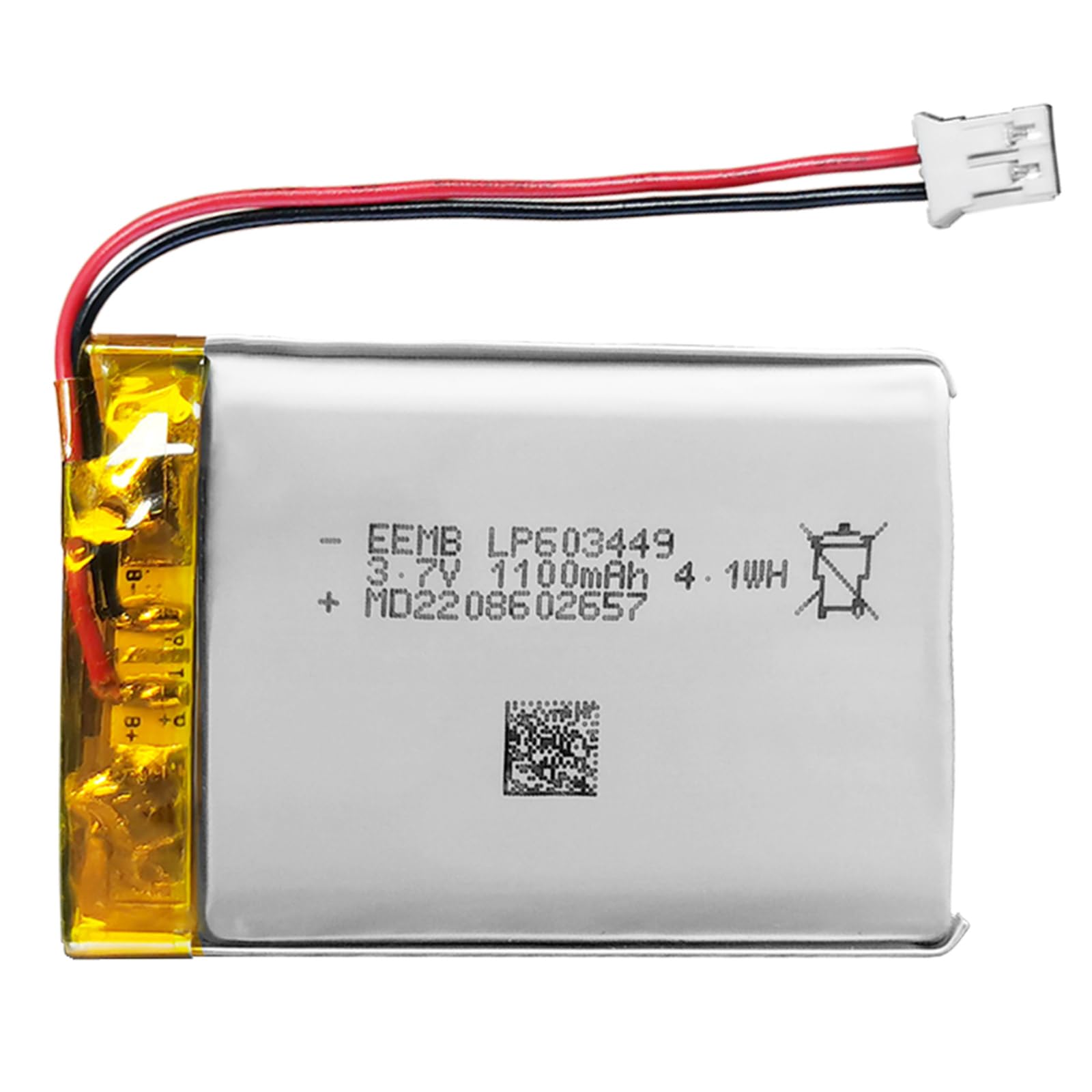 EEMB 3.7V 1100mAh 603449 Rechargeable Lithium Polymer ion Battery Pack with JST Connector.Make Sure Device Polarity Matches with Batteries Before Purchase!!!