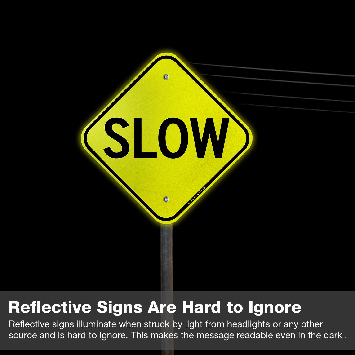 Faittoo Slow Sign, 2-Pack 12 x 12 Inch Reflective Rust Free Aluminum Traffic Signs, UV Protected, Weather/Fade Resistant, Easy to Install and Read, Indoor/ Outdoors Use