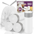 6-Gallon Trash Bags Drawstring Kitchen-Garbage-Bag - Heihaily 4 Rolls 80 Counts Recycled Unscented Office Plastic Can Liner Bathroom Transparent White For Outdoor Yard Waste Basket