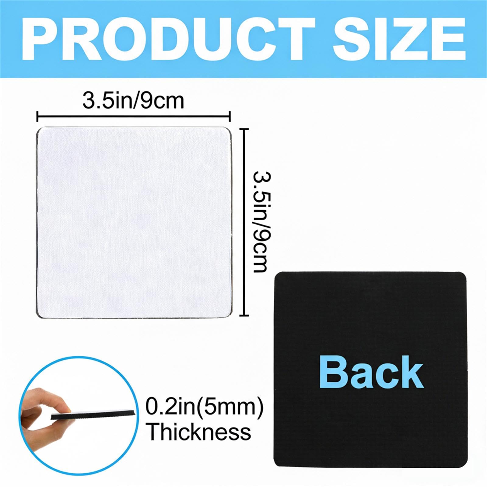 Okllen 50 Pack Square Sublimation Blank Coaster, Sublimation Blank Cup Mat, Rubber Heat Transfer Press Cup Coaster for Thermal Sublimation DIY Crafts, 3.5x3.5 Inches/ 5MM Thickness
