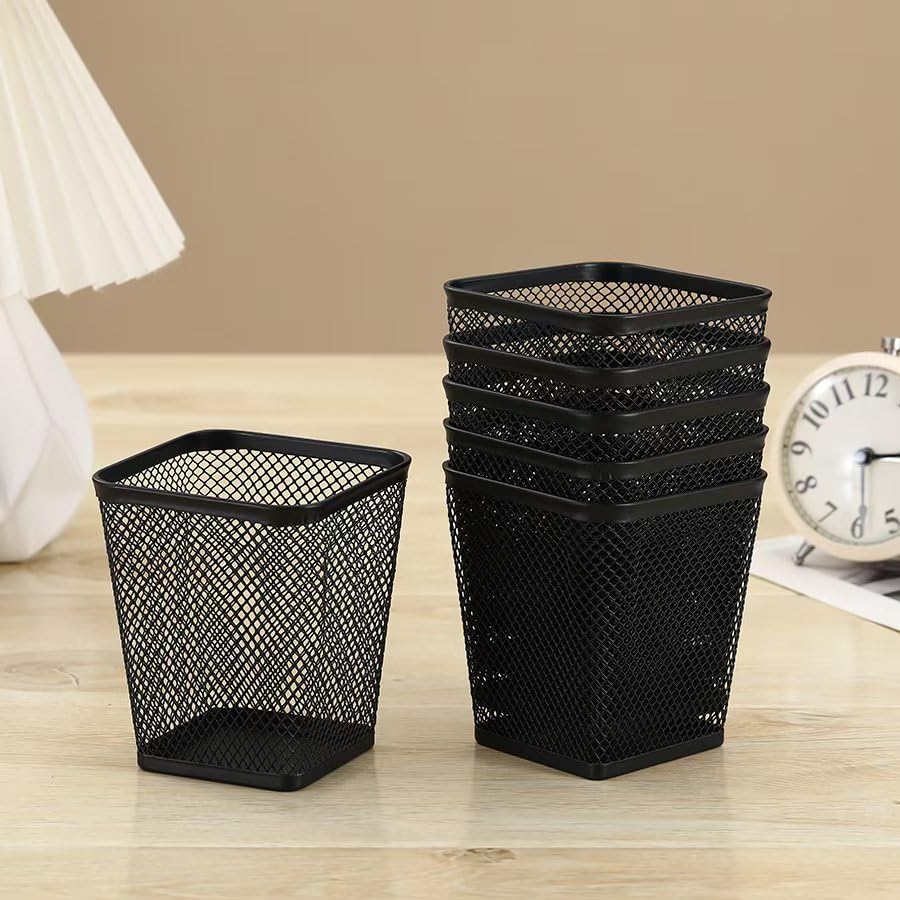 Gonice 6 Pack Pencil holder, Mesh Pen Holder for Desk, Black Pen Cup Desk Organizer for Home, Schoo and Office