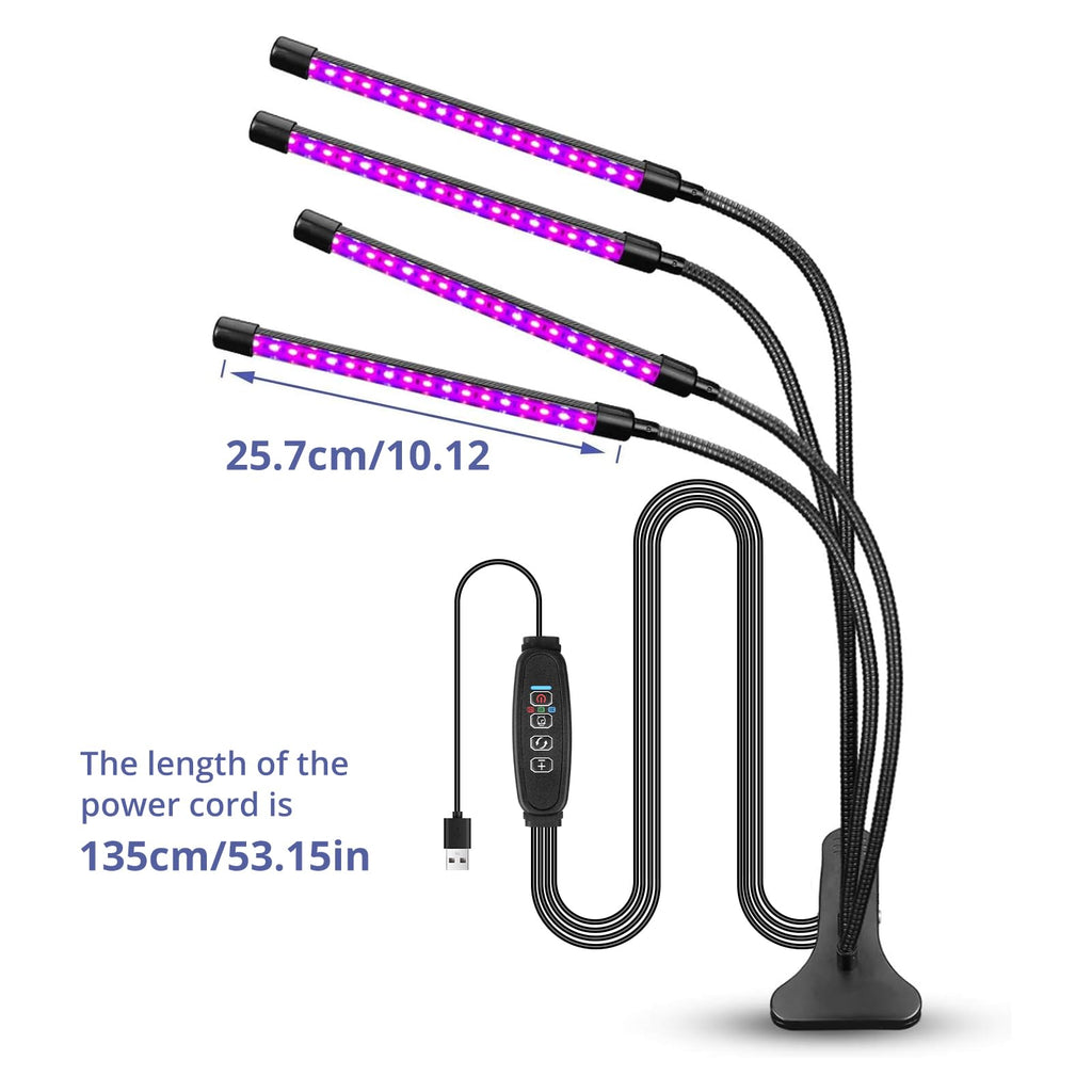 Sondiko LED Grow Light, Full Spectrum Plant Lights for Indoor Plants with Auto On Off 3/9/12H Timer, 10 Dimmable Levels, Adjustable Gooseneck, 3 Switch Modes