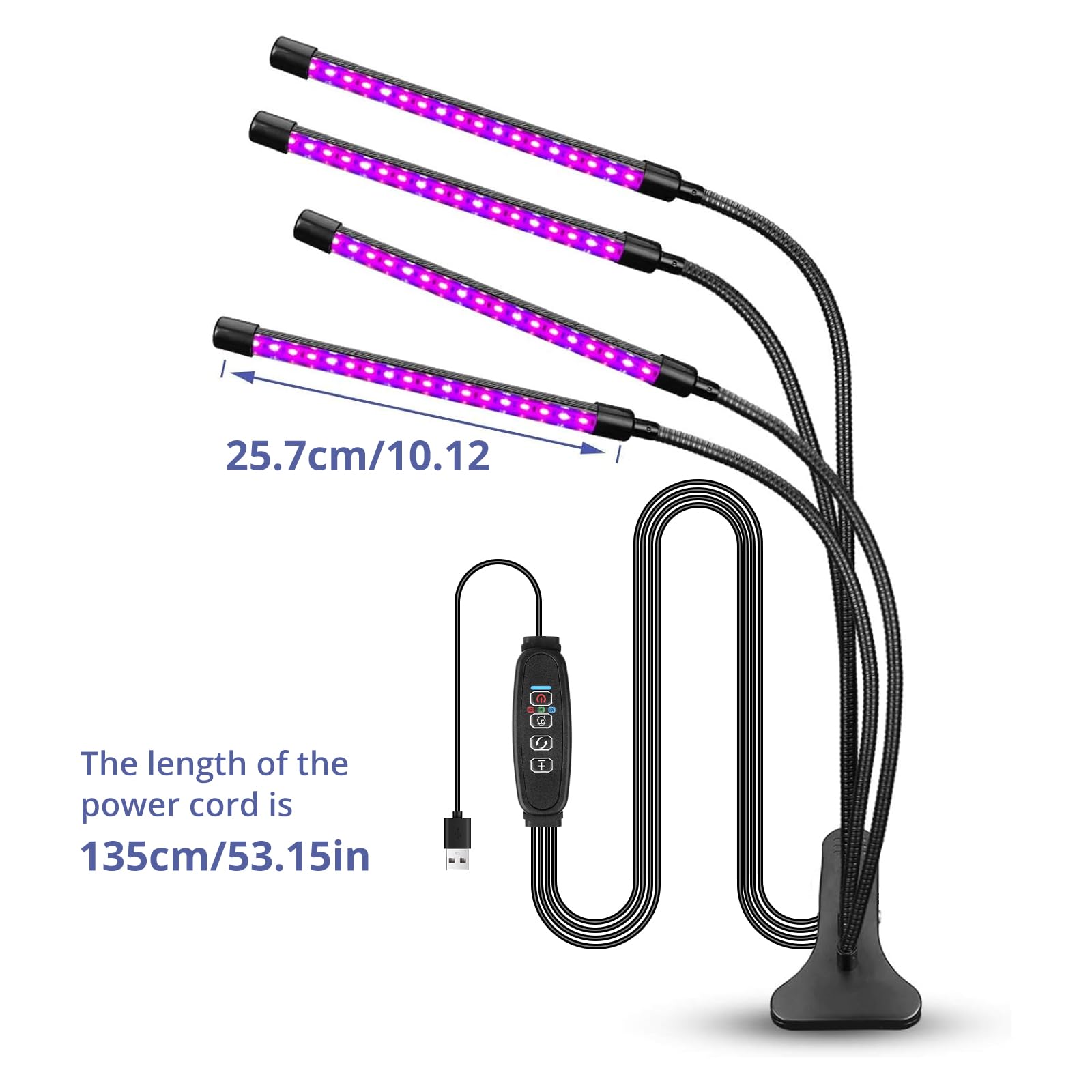 Sondiko LED Grow Light, Full Spectrum Plant Lights for Indoor Plants with Auto On Off 3/9/12H Timer, 10 Dimmable Levels, Adjustable Gooseneck, 3 Switch Modes