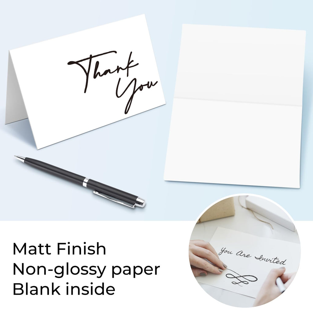Ohuhu Thank You Cards with Kraft Envelopes and Matching Thank-You Stickers – 104-Pack (4 Minimalistic Designs), 4x6 Thank You Notes for Wedding, Graduation, Shower, Small Business, Birthday, Funeral