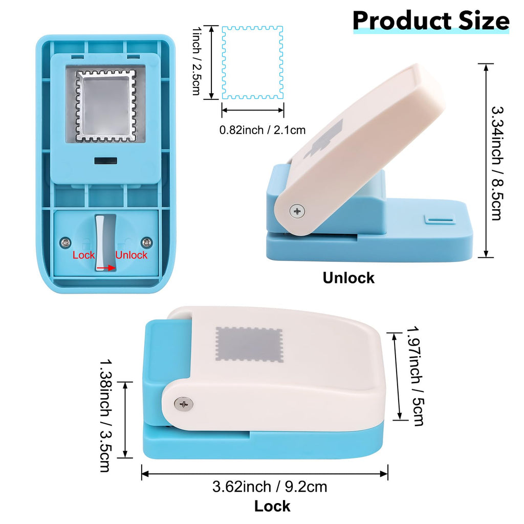 Stamp Puncher, Stamp Punch, Postage Stamps Punch, 1X0.8inch Rectangular Stamps Cutout Punches, Lever Paper Punches for Crafting, Square Craft Hole Puncher for Paper Crafts DIY Scrapbooking Journaling