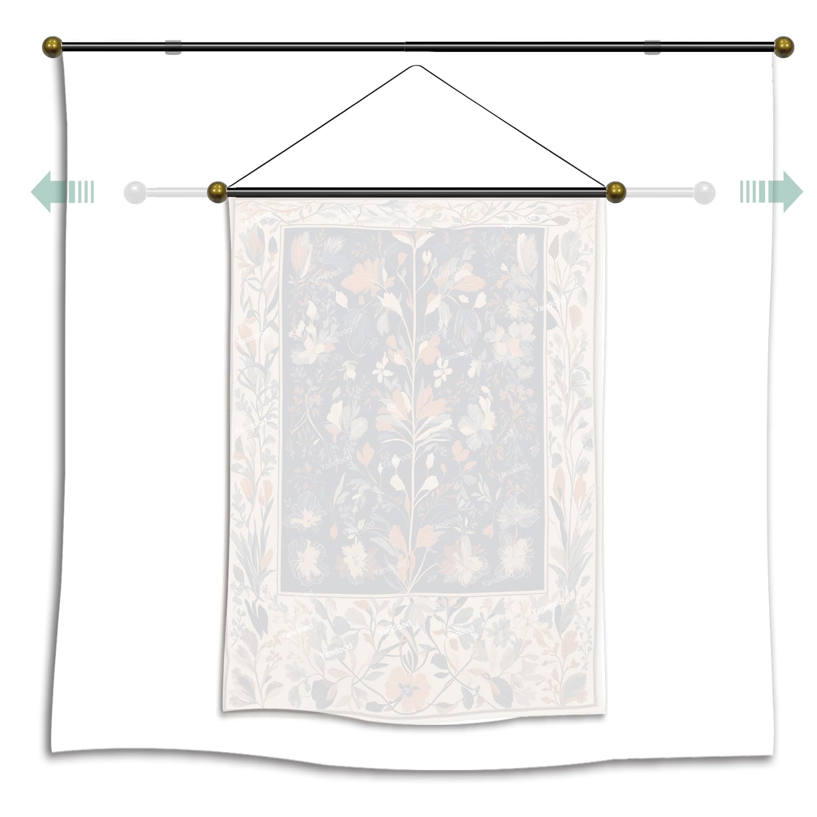 Tapestry Hanging Telescopic Rod Aesthetic Tapestries Room Deco Scalable Wall Hanging Bar Banner Hanger Pole (17-32 inch/Gold/Black)