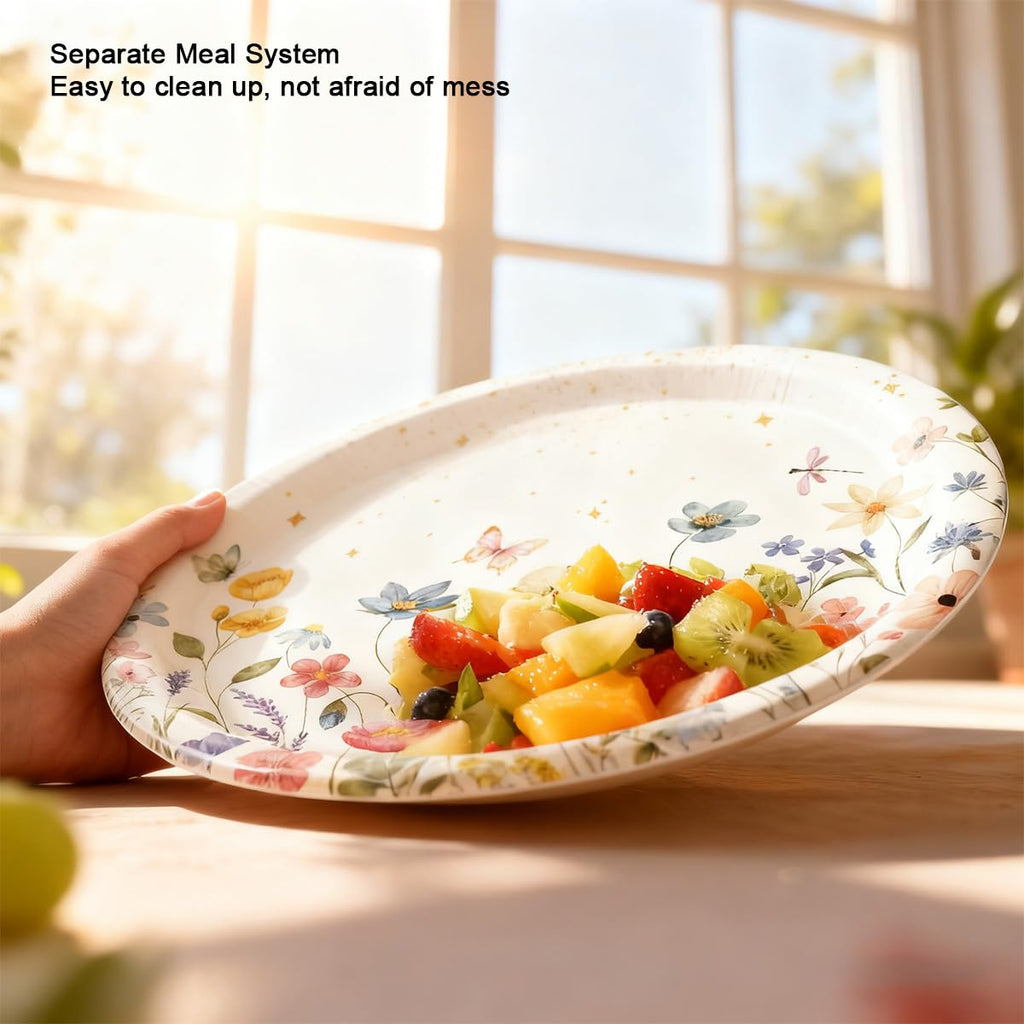 40 Pcs Floral Party Supplies Wildflower Paper Plates for Wedding Party Supplies Disposable Dessert Dinner Plates Party Garden Tableware Decoration (9inch)