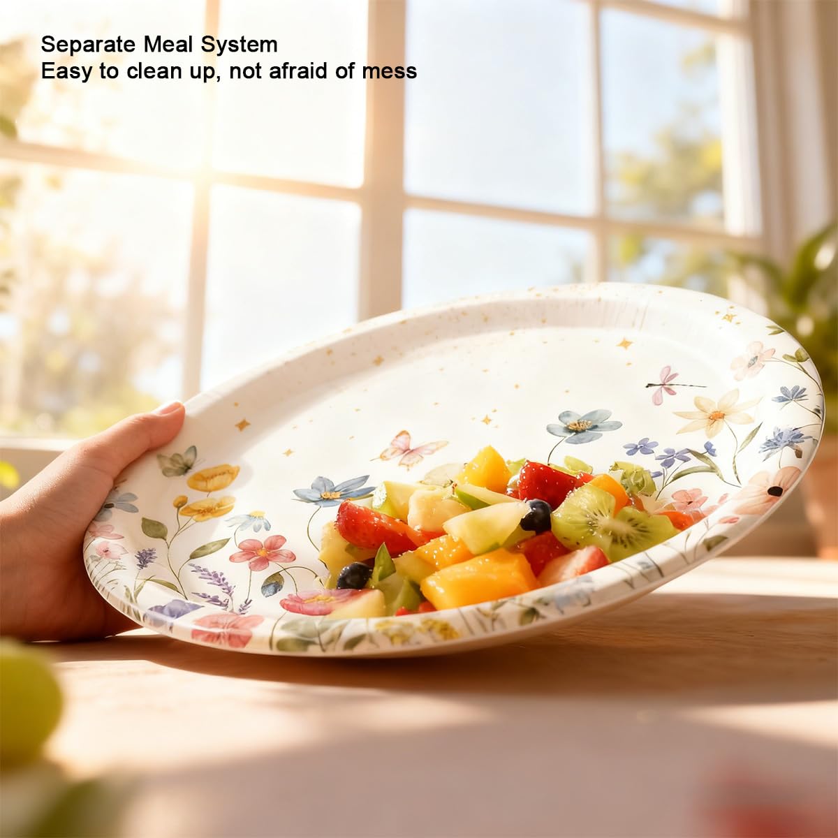 40 Pcs Floral Party Supplies Wildflower Paper Plates for Wedding Party Supplies Disposable Dessert Dinner Plates Party Garden Tableware Decoration (9inch)