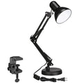 TORCHSTAR Metal Swing Arm Desk Lamp, Interchangeable Base Or Clamp, Classic Architect Clip On Table Lamp, Multi-Joint, Adjustable Arm, Black Finish (UL Plug)