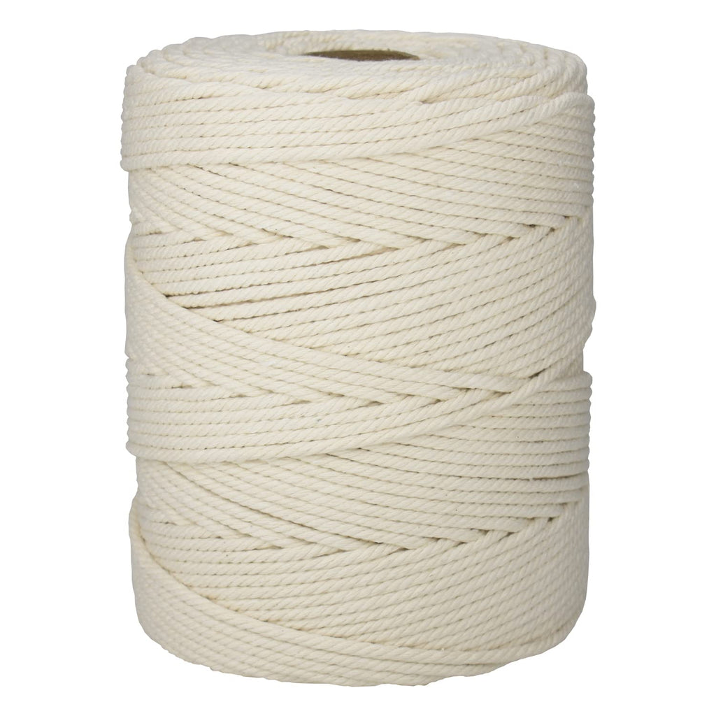 Klhamky 4mm546yd Natural Macrame Cotton Cord - 4 Strand Twisted 100% Cotton for Handmade Wall Hanging, DIY, Craft Making, Knitting, Plant Hangers, Decorative Projects (Beige)