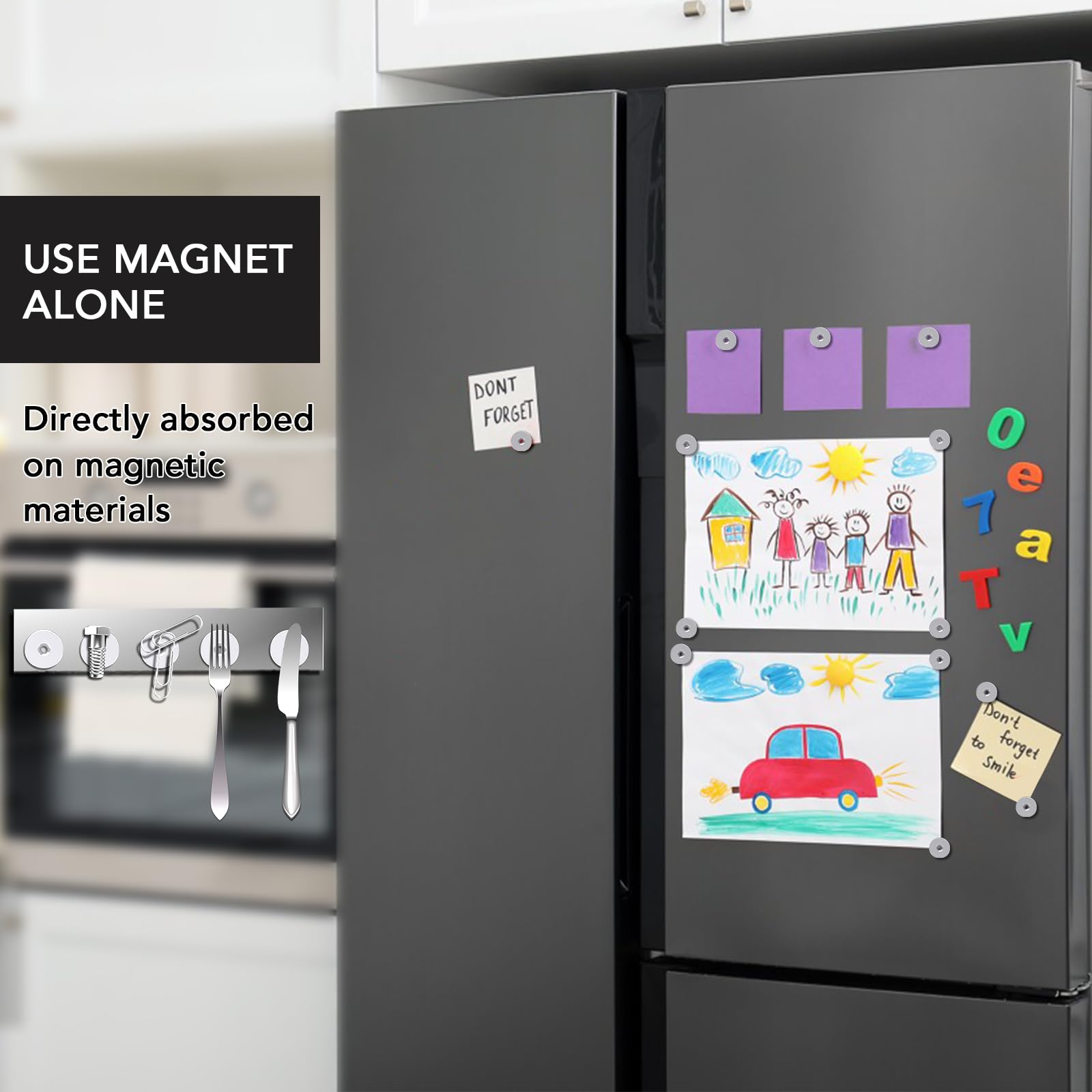 DIYMAG Disc Magnets, Rare Earth Magnets with Hole for Kitchen Cabinet, Tool Storage, Office and Crafts, Disc Button Magnet, 45 PCS