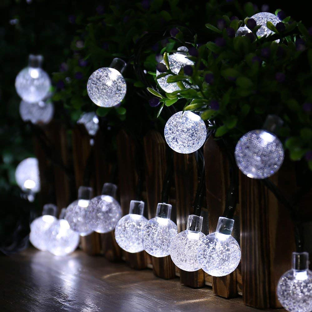 LYHOPE Solar String Lights Outdoor, 2 Pack Total 71ft 120 LED Solar Patio Lights Waterproof, 8 Modes Solar Outdoor Lights Globe Lights for Garden Yard Patio Gazebo Decorations (Cool White)