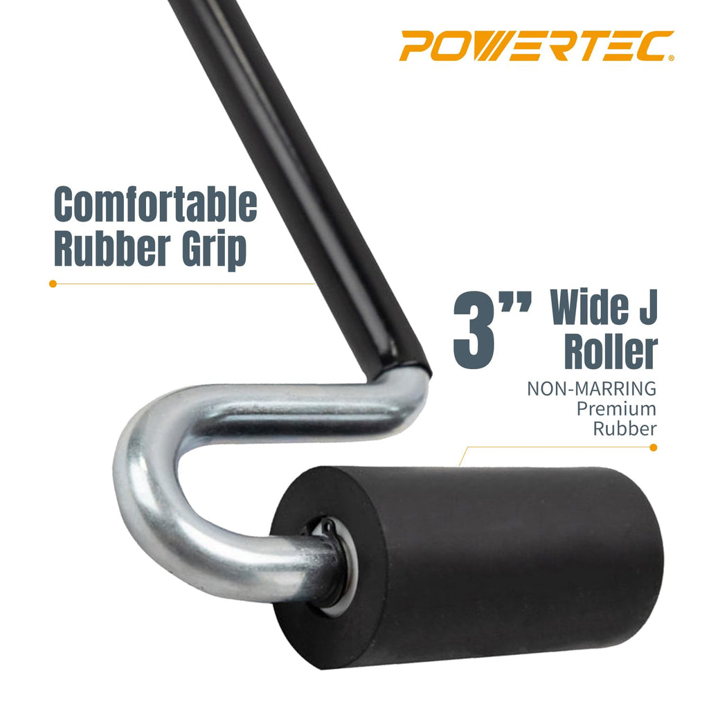 POWERTEC 71010 Long Handle J-Roller with Rubber Roller, 1-1/2-Inch by 3-Inch
