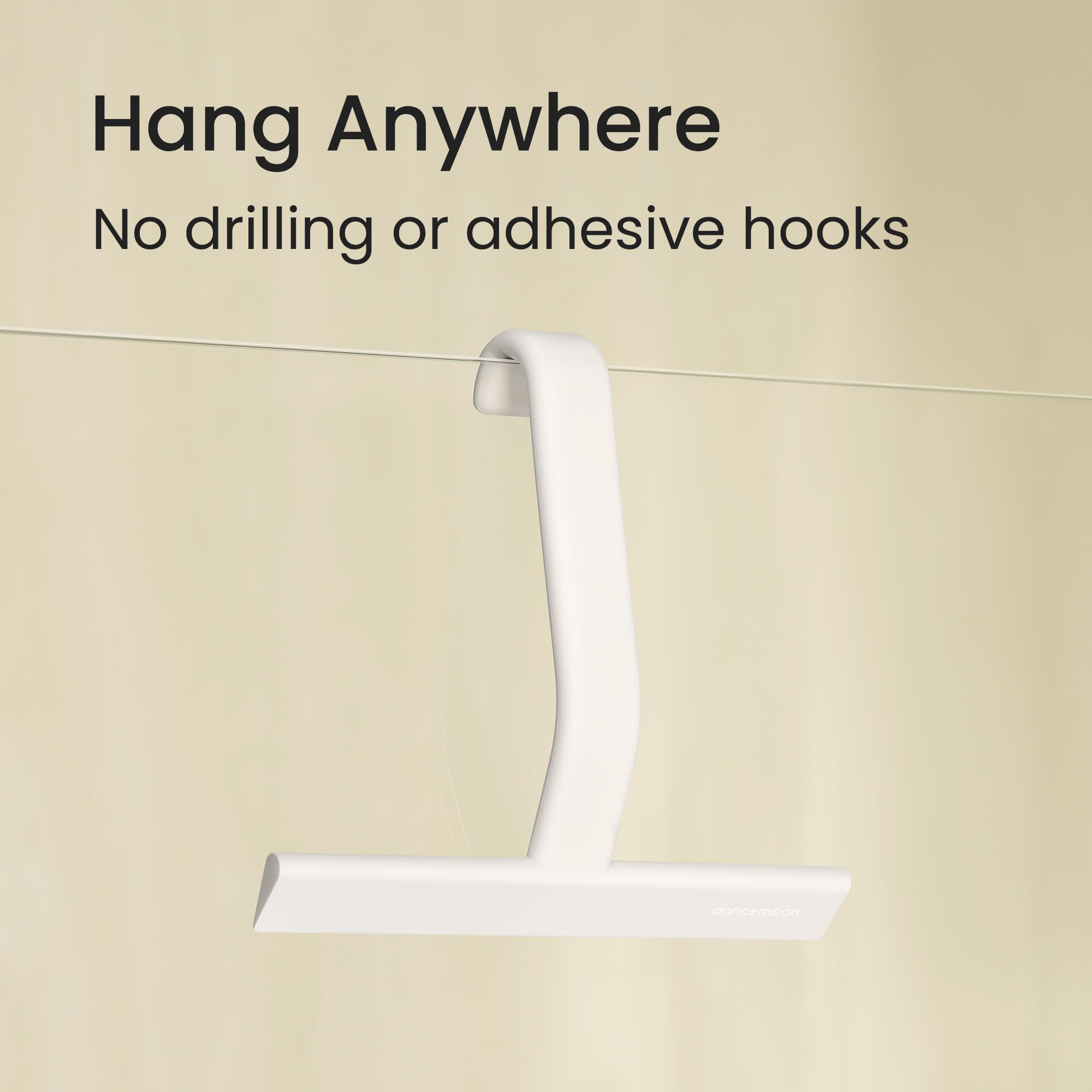 dancemoon JustHang Shower Squeegee for Glass Doors, All-One-Piece Silicone with Built-in Hook Design for Easy Hanging, Household Window Mirror Squeegee for Bathroom, Glass, Tile Wall,Car 10-Inch White