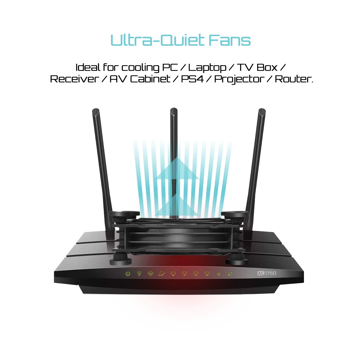 upHere USB Computer Fan Black,Dual 120mm Fan,3 Adjustable Speeds Silent Fan for Computer Cases Computer Cabinet PlayStation Xbox Cooling,U1204