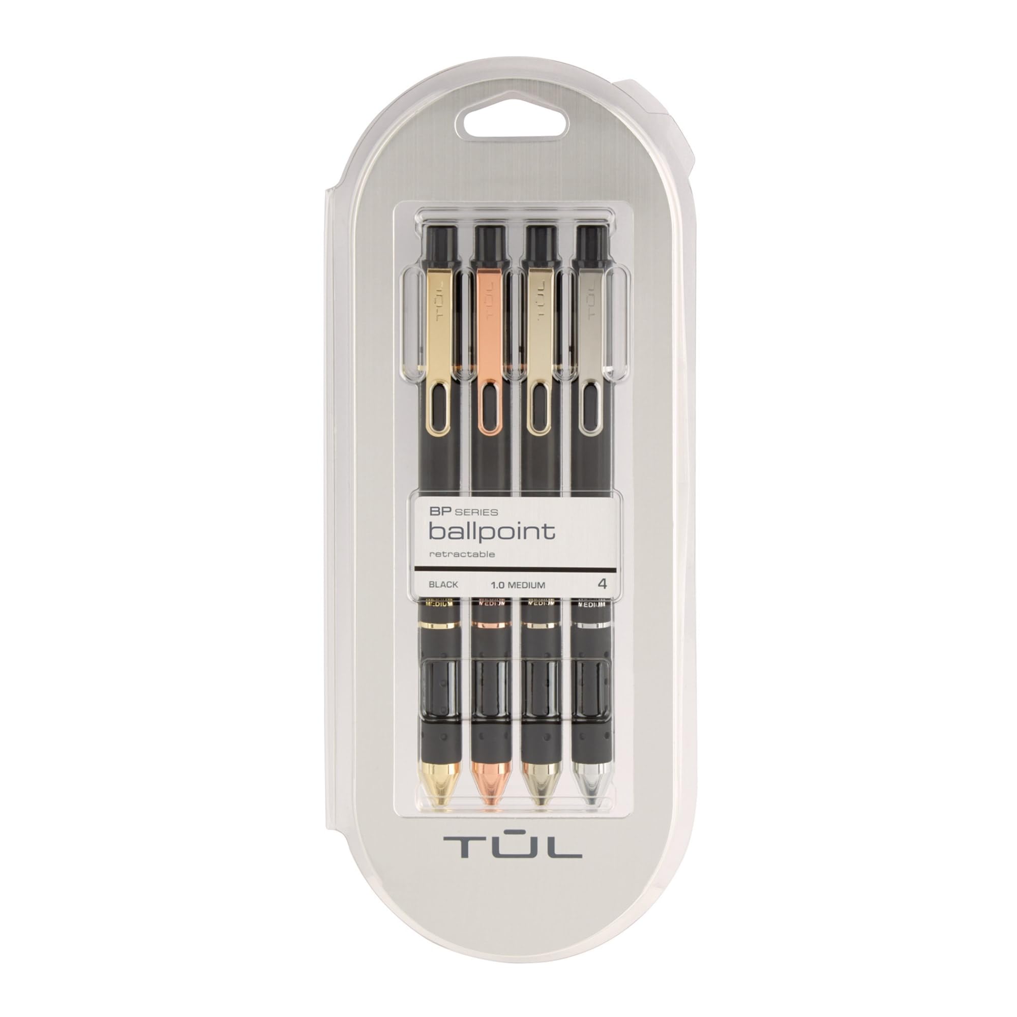 TUL Element Limited Edition Retractable Ball Point Pens, Medium, 0.7 mm, Assorted Barrel Colors, Black Ink, Pack Of 4