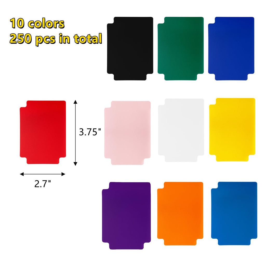 Frcctre 250 Pcs Trading Card Dividers, 2.7 x 3.75 Inch Plastic Playing Card Separators Cards Page Deck Box Dividers for Office Games Sports Cards, 10 Colors