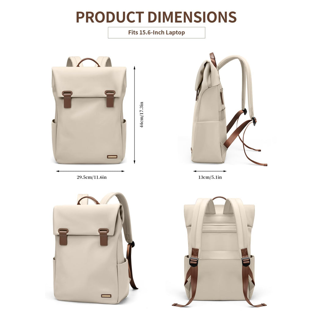 GOLF QUALITY Backpack with Flap 15.6Inch mochila de viaje Anti-theft Bookbag Casual Daypack for Women Men Travel Commute College Work Teacher,Apricot