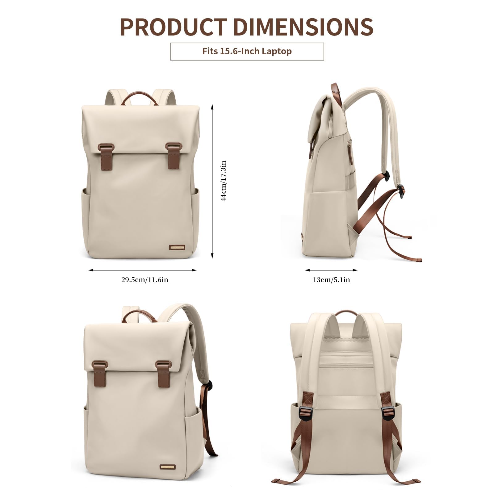 GOLF QUALITY Backpack with Flap 15.6Inch mochila de viaje Anti-theft Bookbag Casual Daypack for Women Men Travel Commute College Work Teacher,Apricot