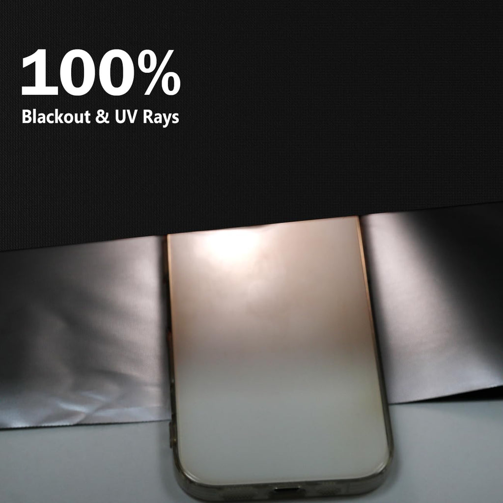 WOHOHOHO 100% Blackout Blinds Set for Bedroom, 59" x 118" Portable Black Out Curtains with 28 Velcros, Marker Pen 3M Measuring Tape for Blackout Window Film, Temporary Shades for Windows Coverings