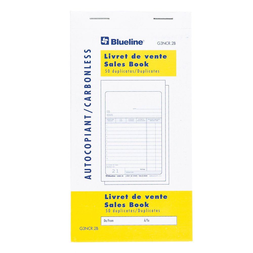 Blueline Sales Book, 50 Carbonless Duplicates, Bilingual, Pack of 10, 3-1/2" x 6-1/2" (G3NCR.10B)
