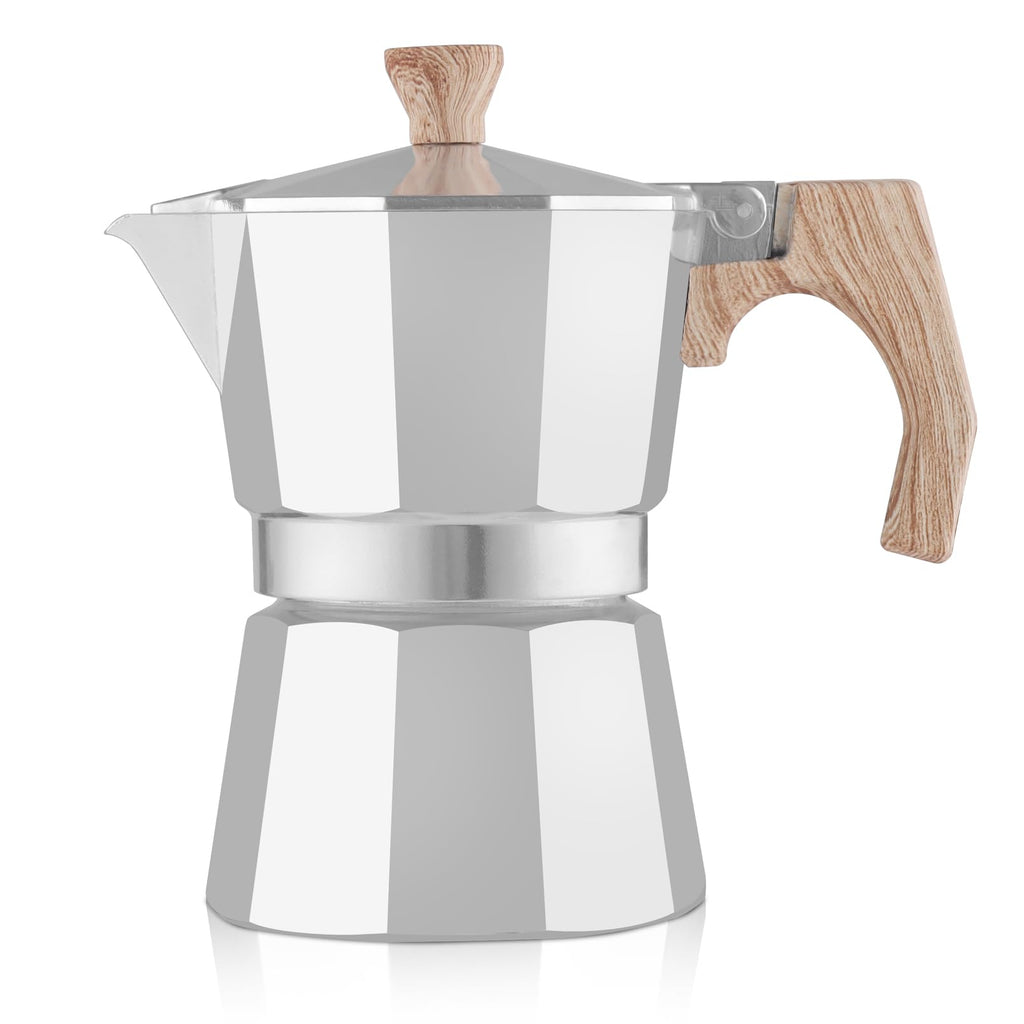 wedrink Stovetop Espresso Maker - Aluminum Moka Pot for 3 Cups - Cuban and Italian Coffee Maker for Authentic Moka Espresso