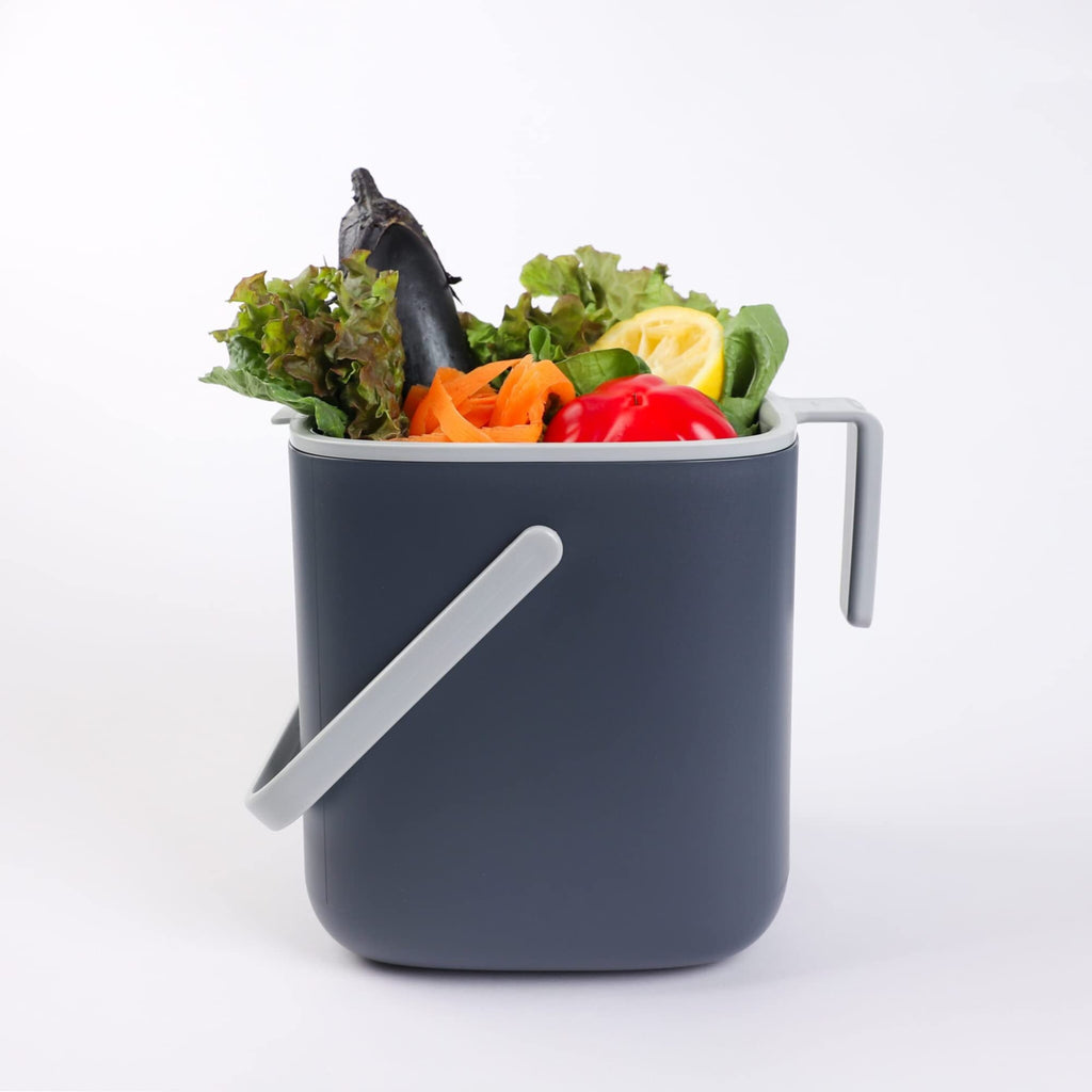 Blue Ginkgo Kitchen Compost Bin – Small [2.6L / 0.69 GAL] – Filter-Free, Odor-Tight Countertop Food Waste Pail with Handles (Made in Korea, Grey)