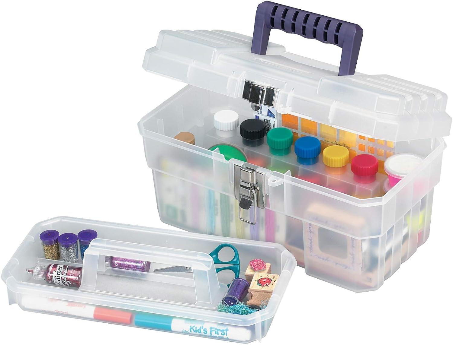 Akro-Mils 09514CFT ProBox 14-Inch Plastic Art Supply, Craft or Medical Storage Toolbox with Removable Tray, (14-Inch x 8-Inch x 8-Inch), Clear