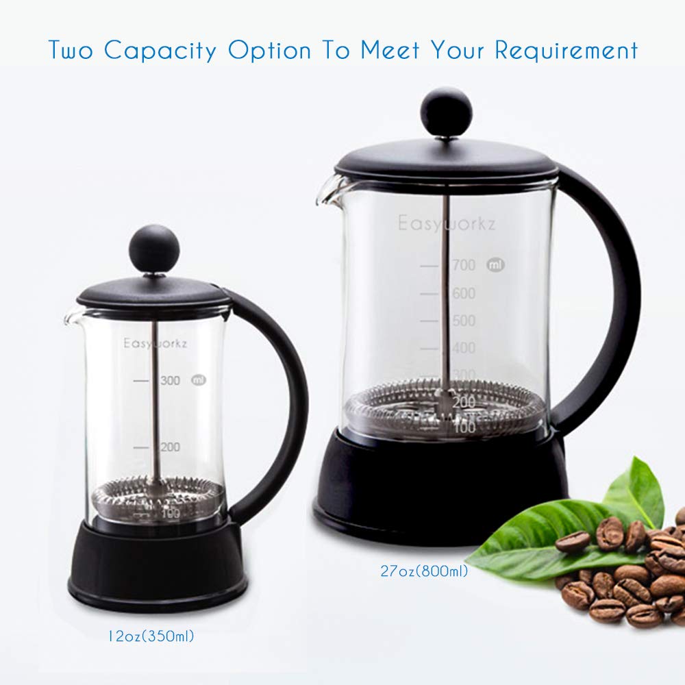 Easyworkz Eclipse 350ml French Press Coffee Tea Maker with Borosilicate Glass