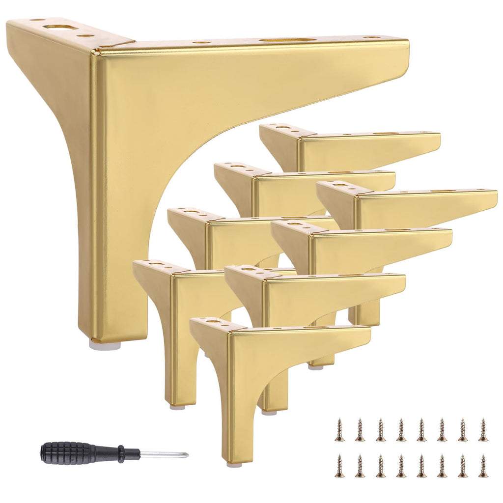 JMIATRY 8PCS Gold Metal Furniture Legs 4 Inches/ 10cm Metal Legs for Furniture Metal Couch Legs 4 inch Replacement Furniture Legs for Dresser Couch Cabinet Bed Chair