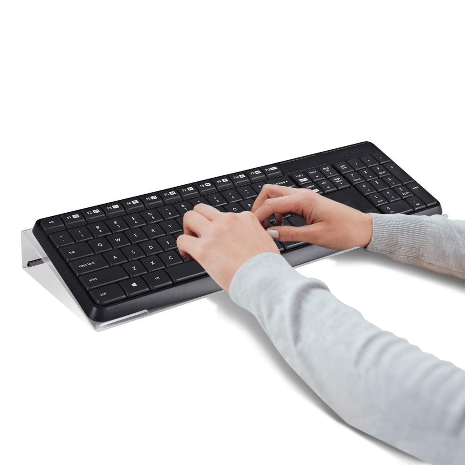 Refrze Computer Keyboard Stand-PC Keyboard Stand,Titled Keyboard Stand,Clear Acrylic Keyboard Tray（Holder) for Easy Ergonomic Typing and Working at Home and Office