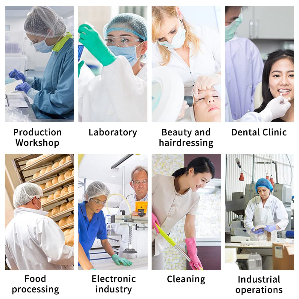 200 PCS Disposable Nonwoven Bouffant Caps Hair Net Cap Free Size Elastic Cap, TIE-DailyNec Non-Woven Strip Cap for Food Service Beauty Kitchen Hospital and Workspace (Blue)